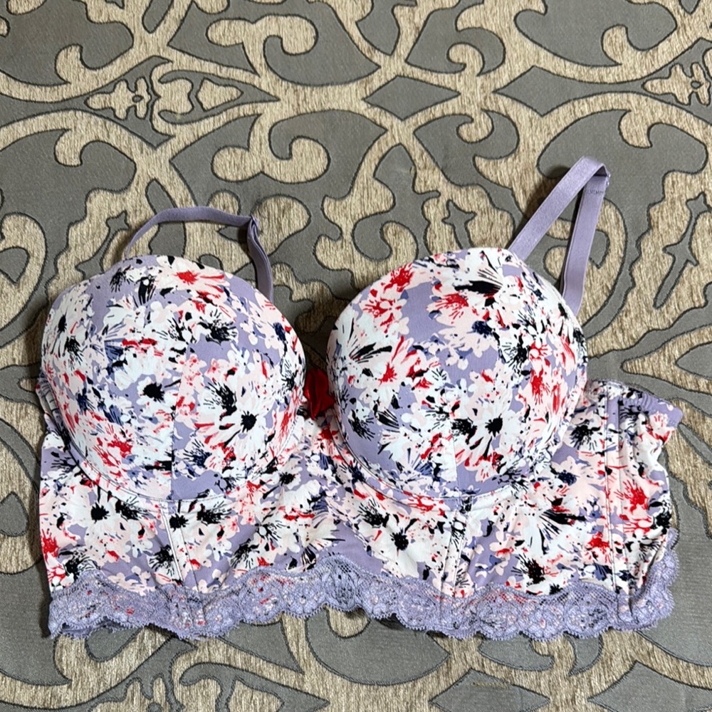 Adore Me Purple Floral Lace Bralette
